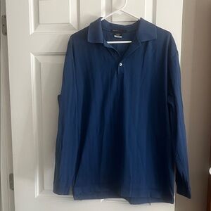 Elegant Tiger Woods Collection Navy Long Sleeve Polo for Men Dri-Fit